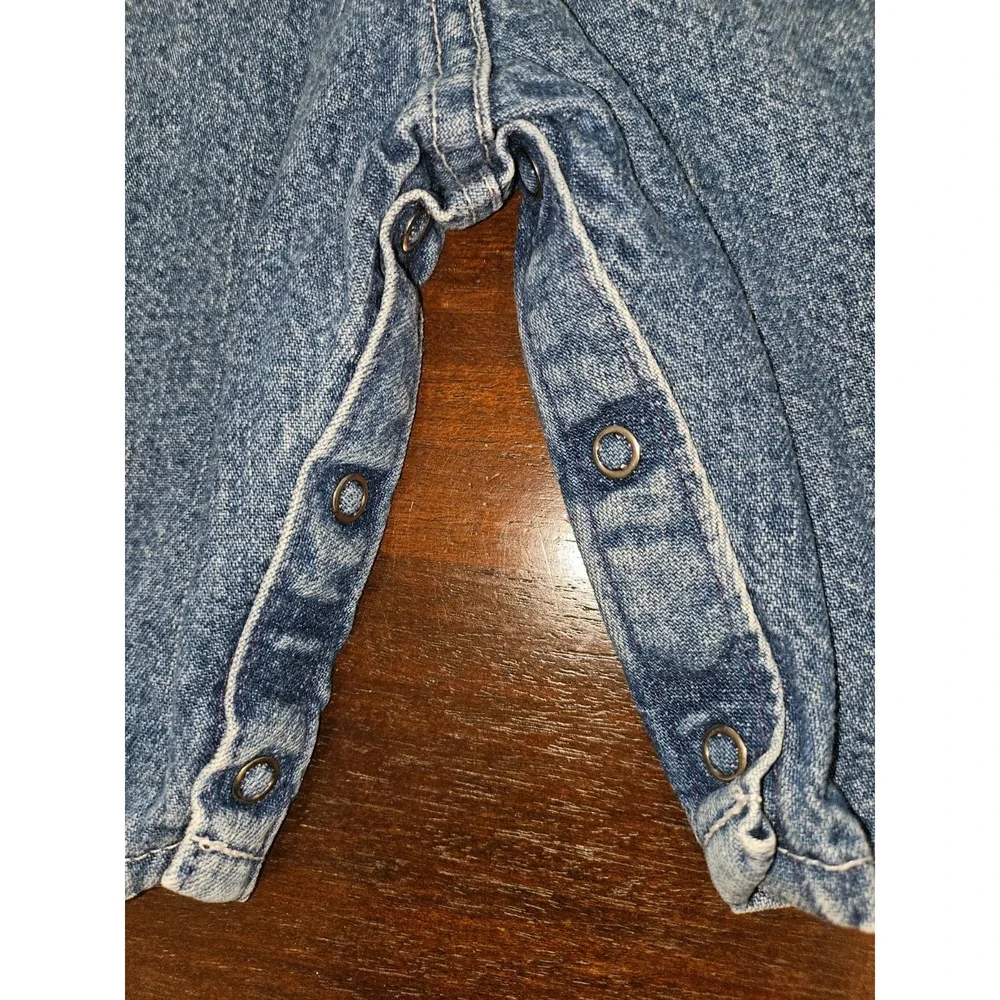 Vintage Oshkosh B'gosh Denim Overall Blue 3-6 Mo Snap Shorts Unisex Boys‎ Jean